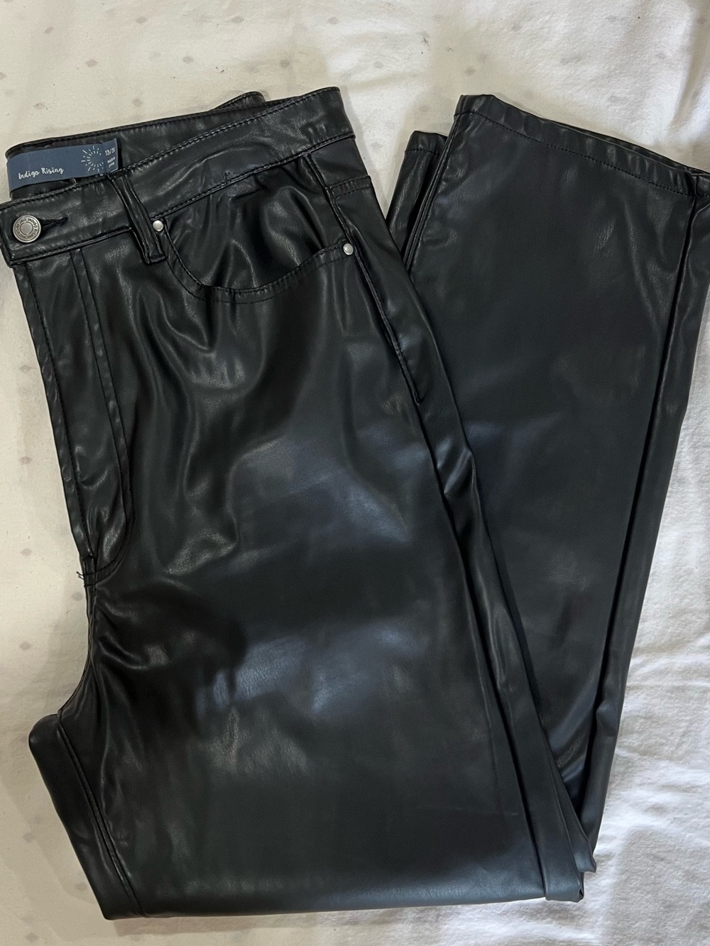 Black faux leather pants